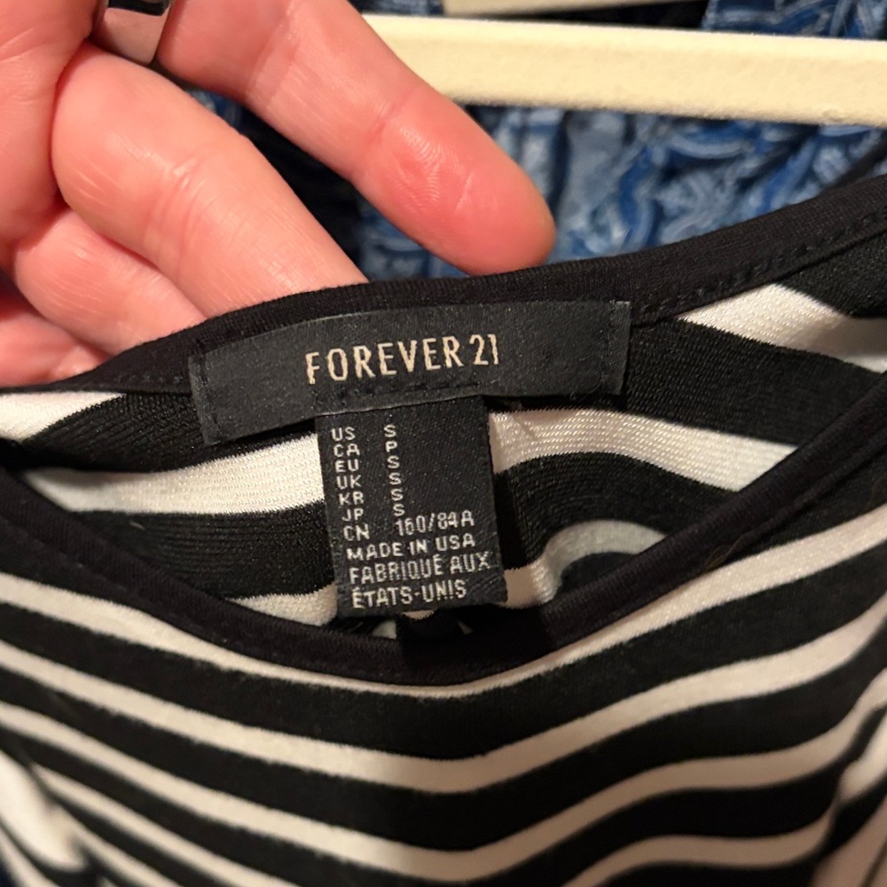 Forever 21 Black and White Striped Peplum Tank Top - Picture 3 of 3